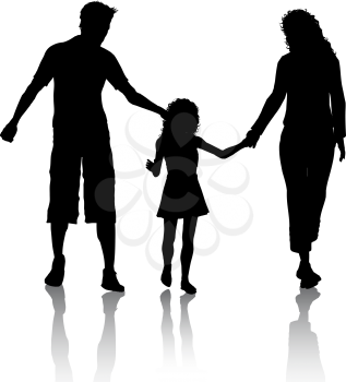 Silhouette of a family walking