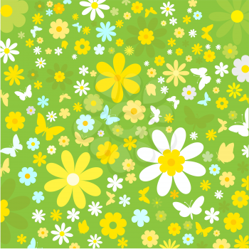 Decorative background of flowers and butterflies