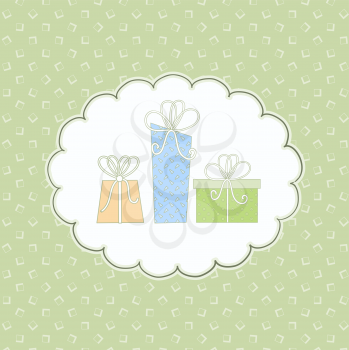 Cute cartoon style background with gifts