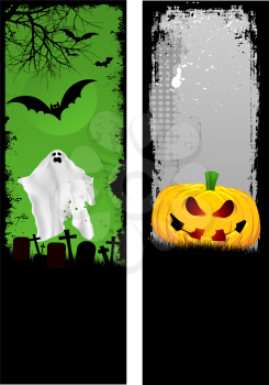 Two designs of grunge Halloween banners