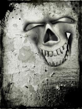 Grunge style background with evil skull