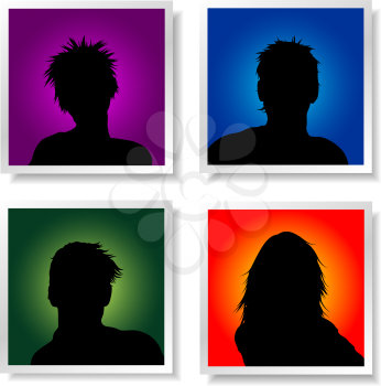 People avatars on brightly coloured backgrounds