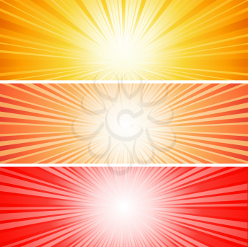 Various different coloured sunburst backgrounds