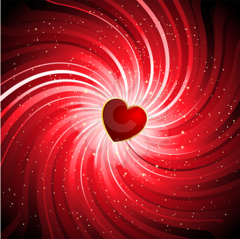 Heart on swirl background