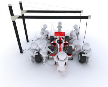 3D Render of a Race car pit stop