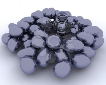 3D render of a robot with ester eggs