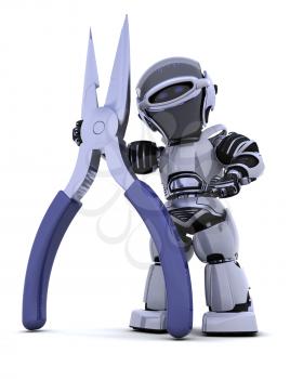 3D render of robot with a pair of pliers