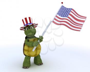 3D render of a tortoise with american flag
