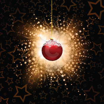 Christmas bauble on a decorative starry background