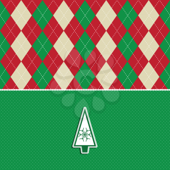 Christmas background with an argyle pattern and tree design