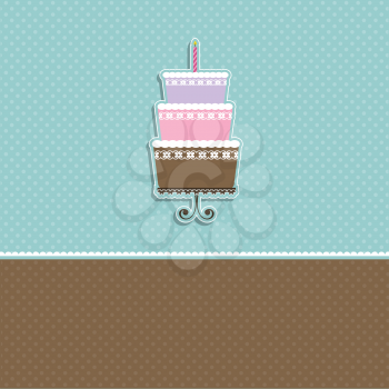 Polka dot background with image of a cute cake