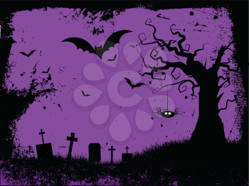 Grunge style Halloween background with spooky tree