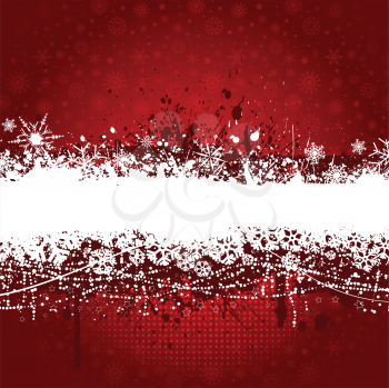 Grunge style Christmas background with snowflakes and stars