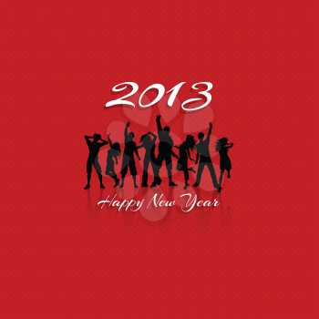 New Year party background with silhouettes of people dancing