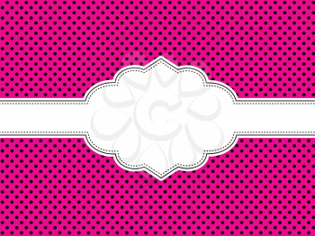 Background with black and pink polka dots and a blank label