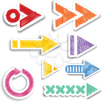 Collection of colourful scribbled arrow designs