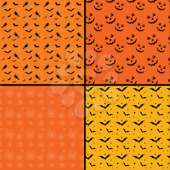 Collection of four different seamless tile Halloween backgrounds
