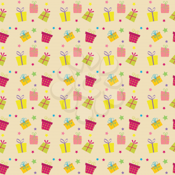 Seamless tile Christmas background of cute cartoon gift images
