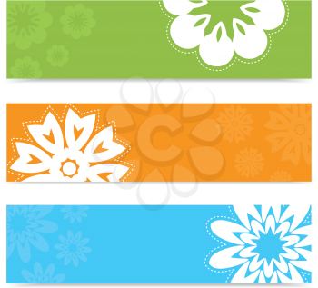 Decorative summer floral banners in bright colours