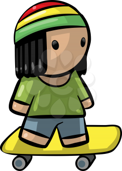 Royalty Free Clipart Image of a Child on a Skateboard