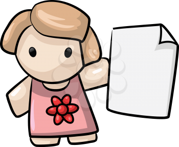 Royalty Free Clipart Image of a Woman Holding a Blank Paper