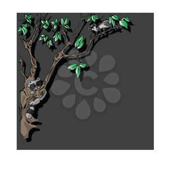 Royalty Free Clipart Image of Animals in a Tree