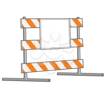 Royalty Free Clipart Image of a Roadblock With a Blank Sign