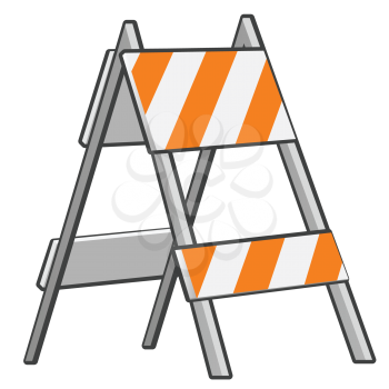Royalty Free Clipart Image of a Roadblock With a Blank Sign