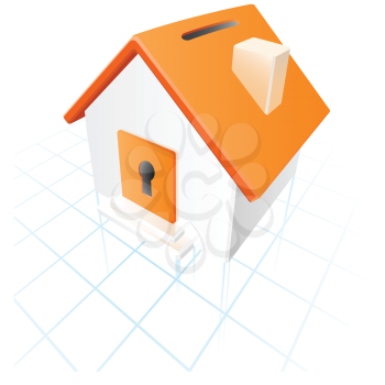 Royalty Free Clipart Image of a House With a Slot on the Top