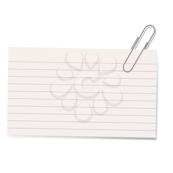 Royalty Free Clipart Image of an Index Card With a Paperclip