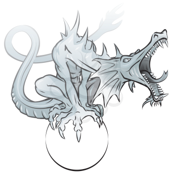 Royalty Free Clipart Image of a Dragon on a Globe