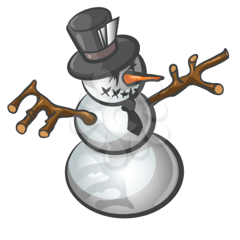 Royalty Free Clipart Image of a Snowman 