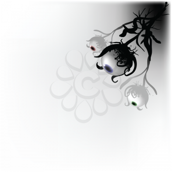 Royalty Free Clipart Image of Three Eyes on a Vine