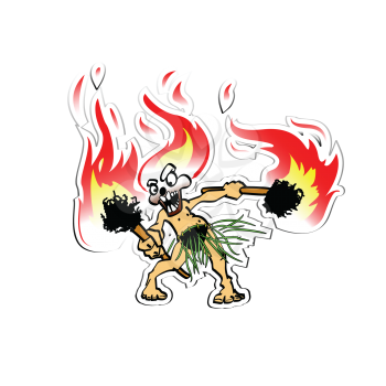 Royalty Free Clipart Image of a Fiery Tiki