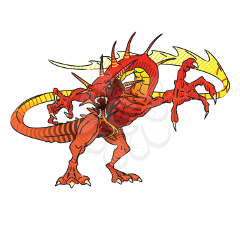 Royalty Free Clipart Image of a Red Dragon 