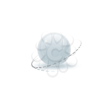 Royalty Free Clipart Image of a Round Sphere With a Dotted Cirle Around It