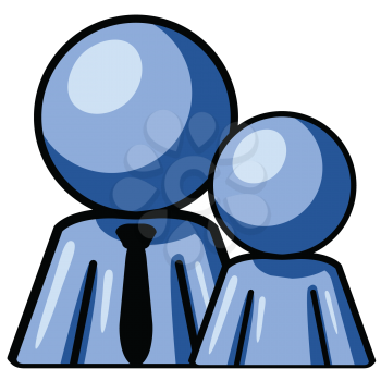 Royalty Free Clipart Image of a Blue Man and Child
