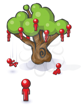 Royalty Free Clipart Image of People Falling Off a Tree