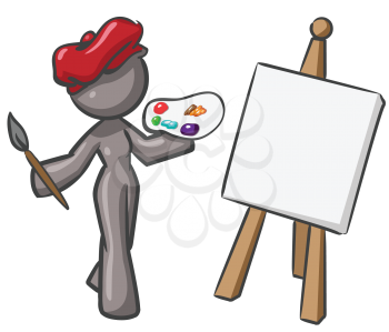 Royalty Free Clipart Image of an Artist with a Red Beret