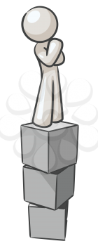 Royalty Free Clipart Image of a Person on Blocks Thinking