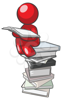 Royalty Free Clipart Image of a Person Sitting on a Stack of Books