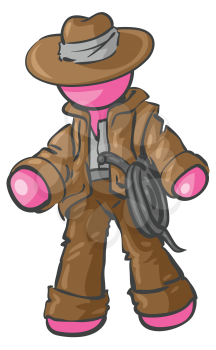 Royalty Free Clipart Image of a Cowboy Adventurer