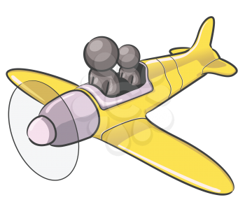 Royalty Free Clipart Image of a People in a Plane