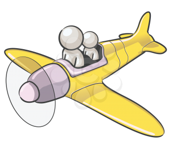 Royalty Free Clipart Image of a People in a Plane
