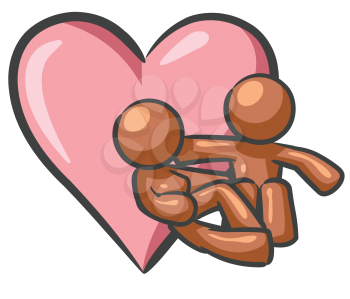 Royalty Free Clipart Image of a Couple Leaning on a Heart