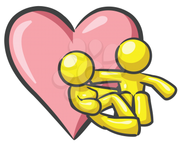 Royalty Free Clipart Image of Two People Against a Heart