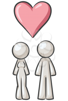 Royalty Free Clipart Image of Two People and a Heart