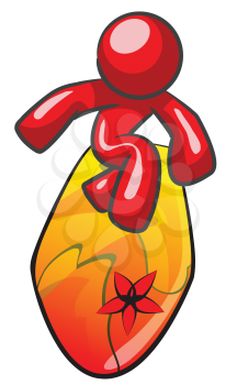 Royalty Free Clipart Image of a Red Surfer
