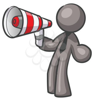 Royalty Free Clipart Image of a Guy With a Megaphone