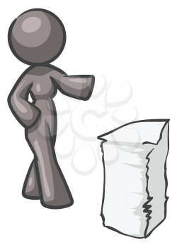 Royalty Free Clipart Image of a Woman With a Stack of Paper